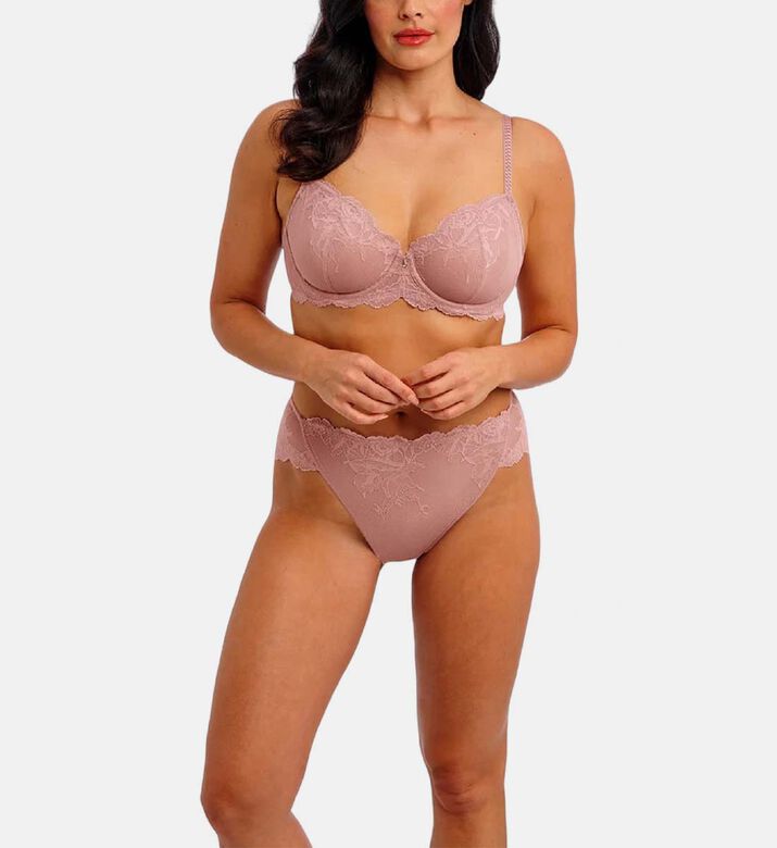 Wacoal Floral-embroidery Sweetheart Bra, Nude, 95, D, Model View