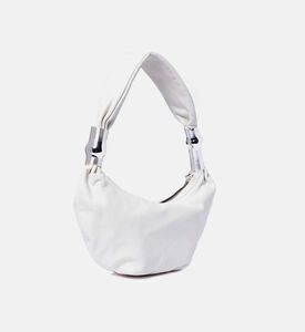 Cult Gaia Mealea Embellished Slouchy Crescent Shoulder Bag, White, Packshot View