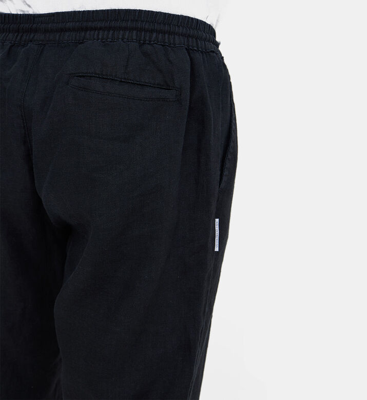Men Drawstring Elastic Waistband Linen Pants