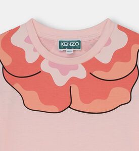 فستان جيرسيه قطن عضوي مزين بزهرة