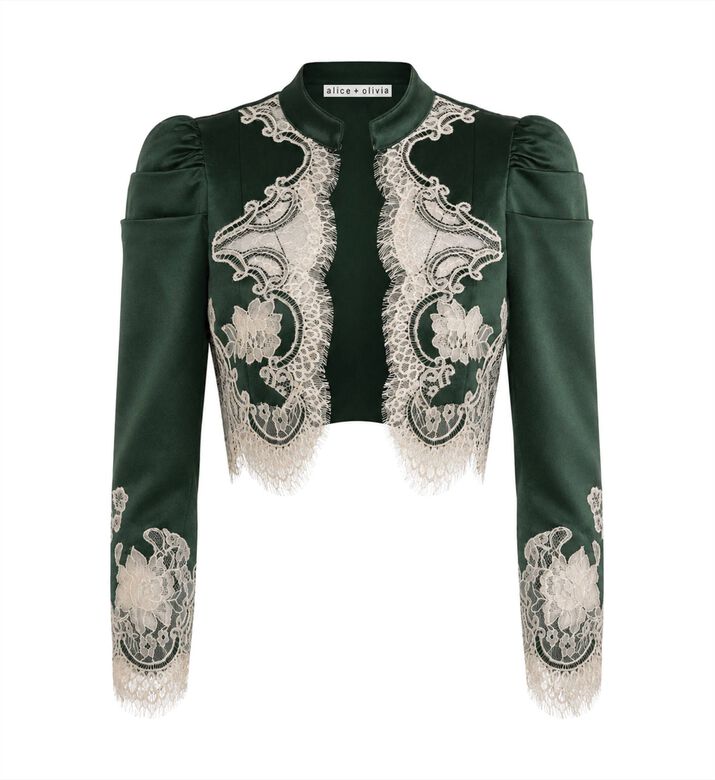 Alice + Olivia Embroidered Cropped Jacket, Packshot View