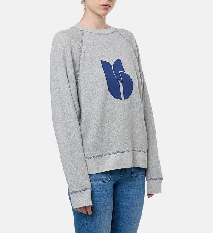 Ba and Sh Abstract Logo-print Contrast Stitching Sweatshirt, Model View Ba and Sh Abstract Logo-print Contrast Stitching Sweatshirt, Model View