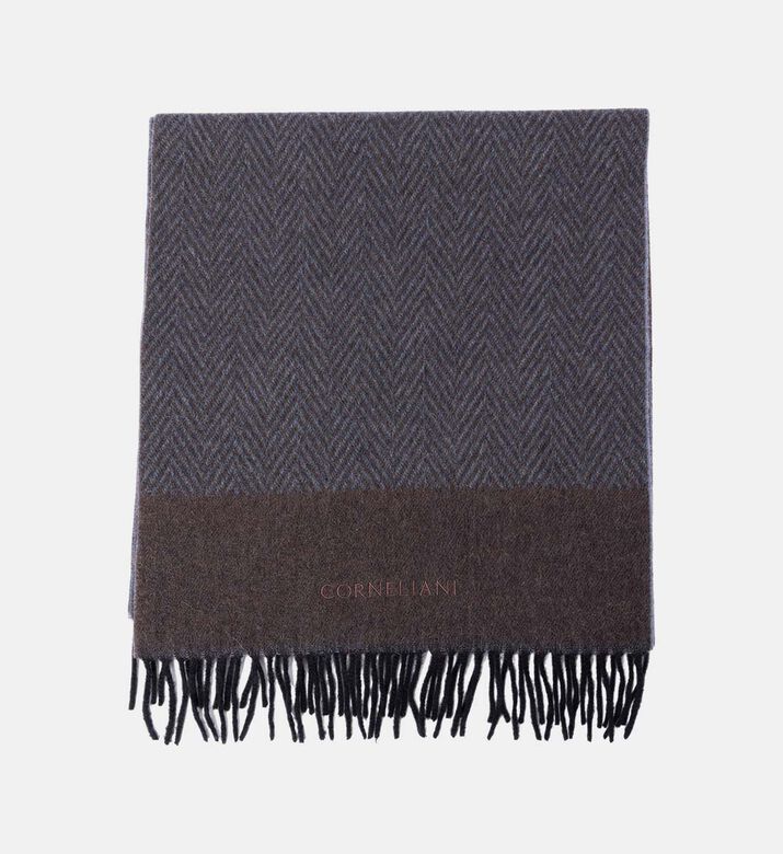 Herringbone Pattern Fringe-detail Scarf