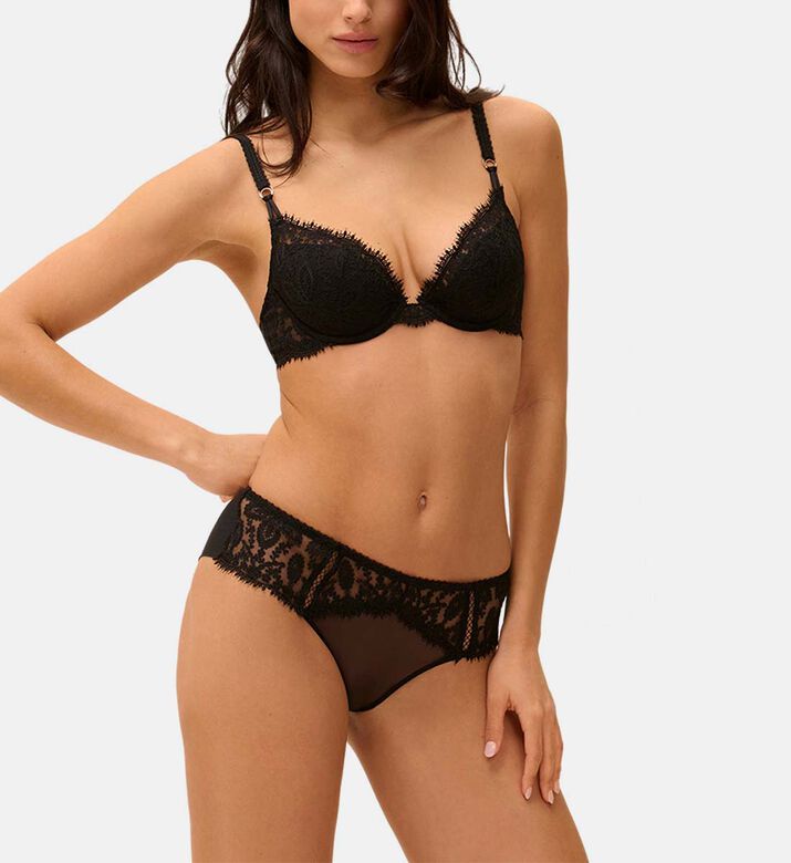 Sheer Floral Lace Scalloped Trim Underwired V-neck Bra Sheer Floral Lace Scalloped Trim Underwired V-neck Bra