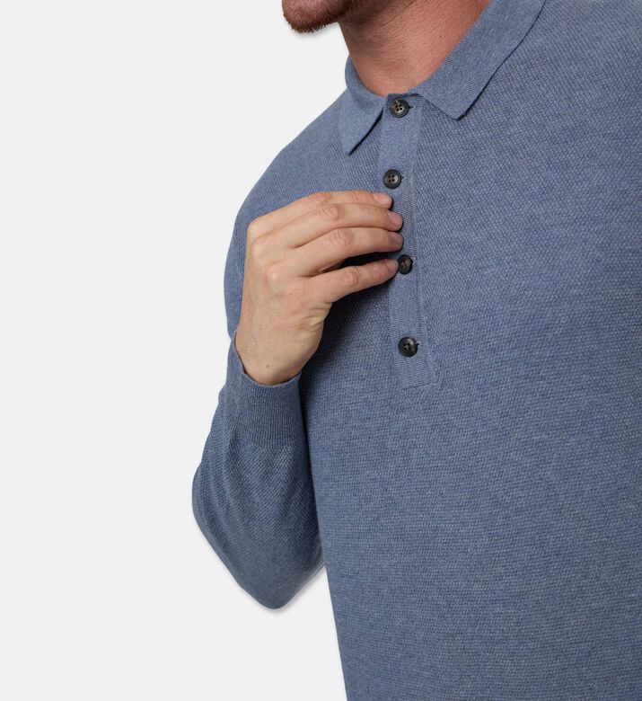 Hackett London Button Placket Long-sleeve Sweater, Model View