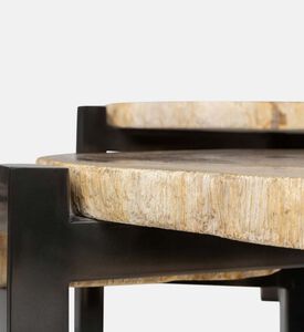 مجموعة طاولة القهوة من الخشب الصلب المتحجر