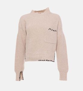 سترة صوفية محبوكة طويلة الأكمام بياقة عالية