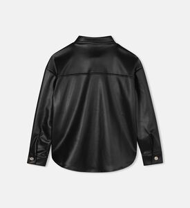 قميص بأزرار جلد صناعي