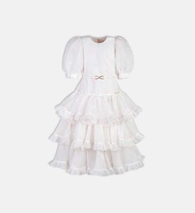 فستان مخمل بأكمام شفافة منتفخة