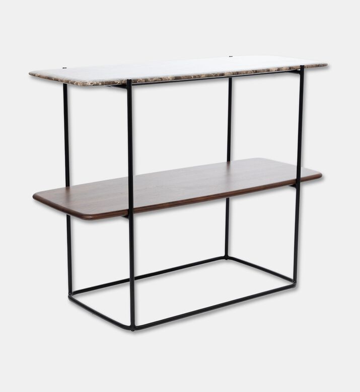 Home Deco and More Shard Single 2-shelves Shelving Unit, Walnut, Packshot View