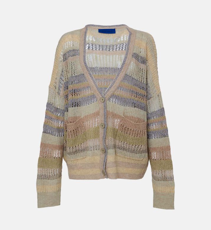 كارديغان محبوك منسوج بألوان متعددة