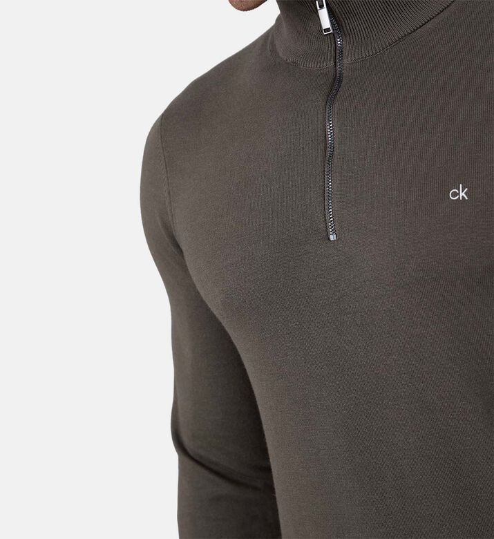 كنزة بربع سحاب بمزيج حرير قطن