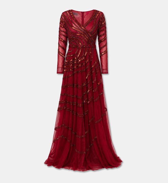 Christophe Guillarme Dress Long, Burgundy, 46, Packshot View