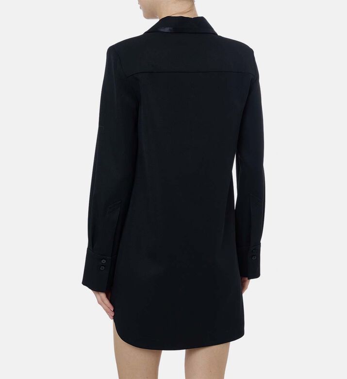 فستان قصير بأكمام طويلة وسحاب للإغلاق