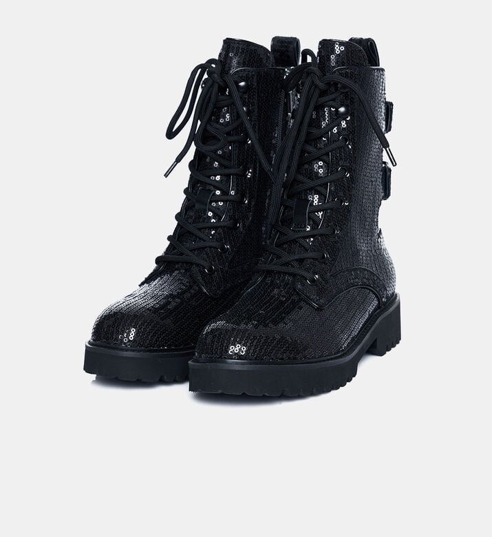 Sequined Flat Heel Boots