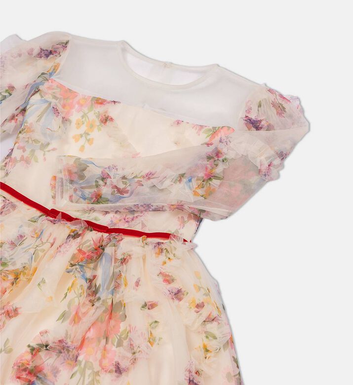 فستان واسع مزين بنقشة أزهار على كامله