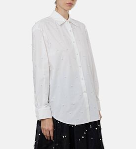 Edward Achour Paris Pearl-embellished Button-down Shirt, Model View