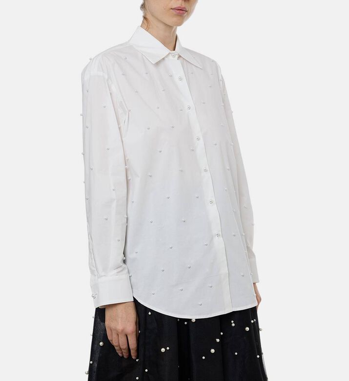 Edward Achour Paris Pearl-embellished Button-down Shirt, Model View Edward Achour Paris Pearl-embellished Button-down Shirt, Model View