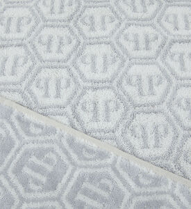 Philip Plein Rectangular Logo Pattern Bath Towel, White, 95x150-cm, Packshot View