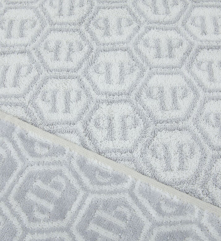 Philip Plein Rectangular Logo Pattern Bath Towel, White, 95x150-cm, Packshot View