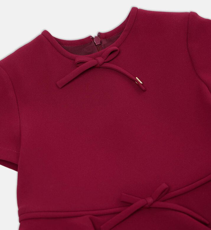 Bow-detail Ruffle Flared Dress