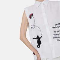 Linen Ladybug Embroidered Sleeveless Shirt