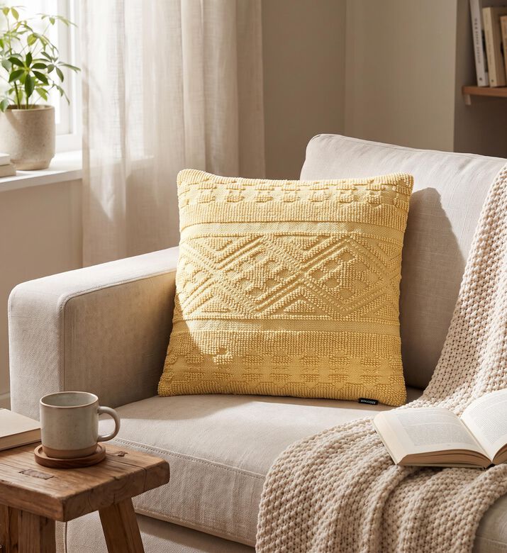 Home Deco and More Plush Knife Edge Cotton Cushion, Packshot View