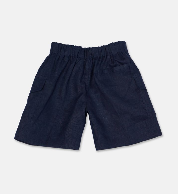 Jules and Juliette Paris Carl Patch Pocket Linen Shorts, Navy, 6y, Packshot View