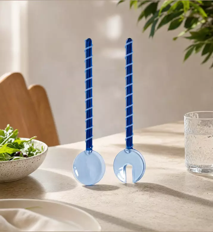 &k Amsterdam Sling Salad Server Set, Blue, Model View