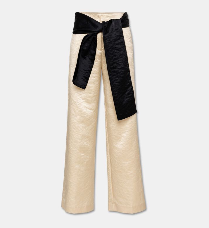 Forte-Forte Satin Banded Wide-leg Smoking Pants, Packshot View
