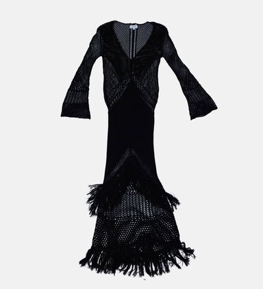 Fringe-detail Knitted Dress