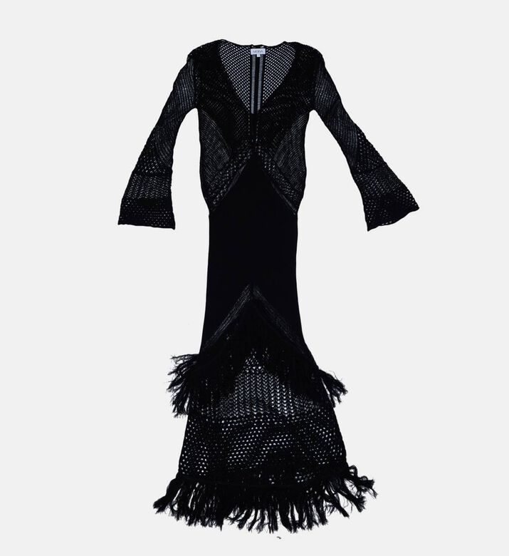 Fringe-detail Knitted Dress