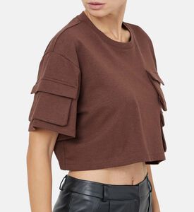 تي شيرت مبطن بجيب على الكتف