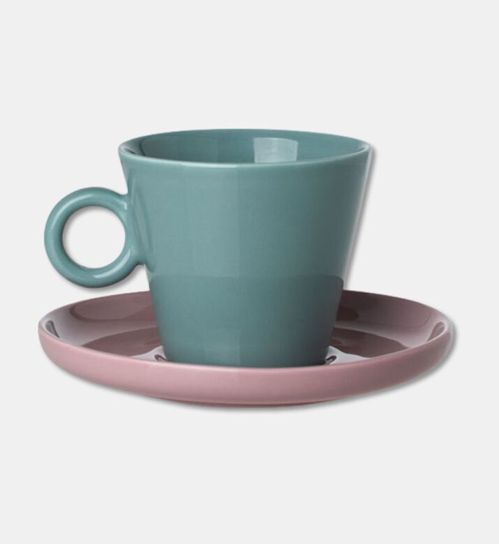Estia Cup Cappuccino With Saucer, Green, 200-ml, Packshot View
