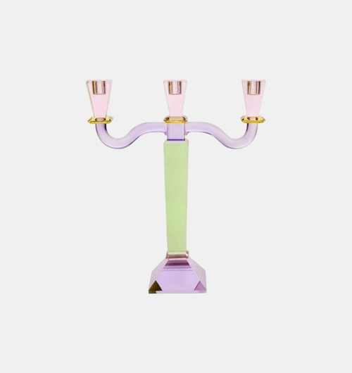 3-armed Crystal Candle Holder