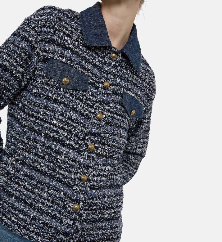 Weill Tweed Denim-inspired Collar Jacket, Model View
