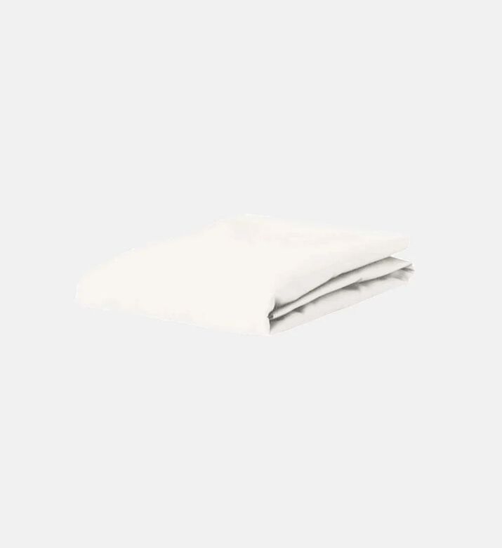 Home Deco and More Cotton Satin Bed Fitted Sheet, White, 120x200-cm, Packshot View