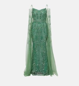 فستان حورية بحر بياقة بشكل قلب مطرز بخرز