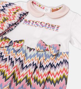 Logo-print Zigzag Bottoms Long-sleeve Romper