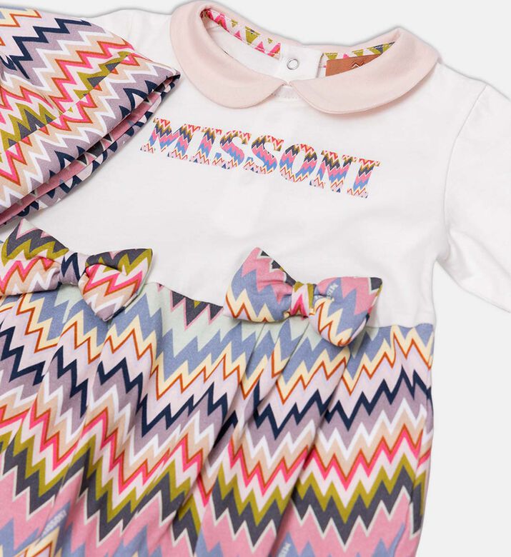 Logo-print Zigzag Bottoms Long-sleeve Romper