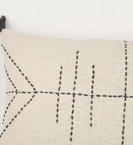 Home Deco and More Indigo Tasseled Edges Cushion, Off-white, 30x50x30-cm, Packshot View