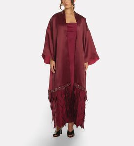 Savanna Essence Silk Leaf Applique Abaya, Green, Model View