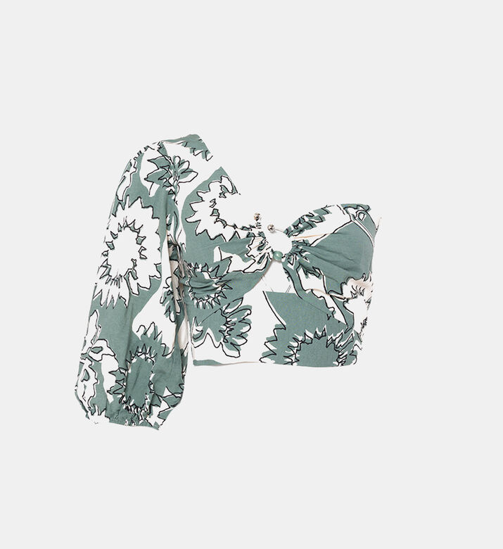 بلوزة بكتف واحد بطبعة أزهار