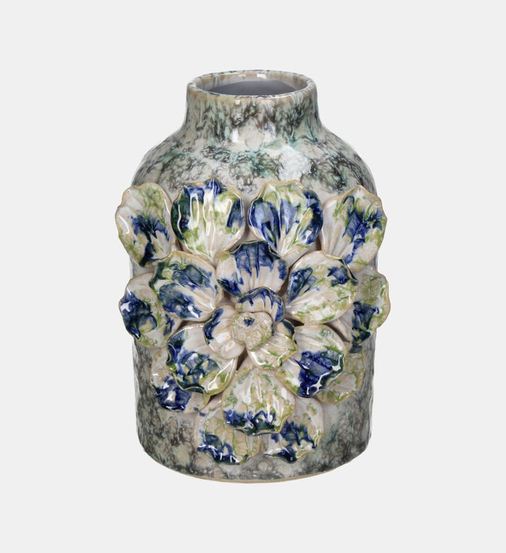 Flower Engraved Vase - 14 Cm
