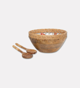 Home Deco and More Cane-woven 3-piece Border Herbs-print Bowl Set, Packshot View
