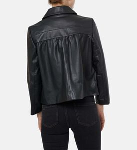 Leather Front Patch Pocket Long-sleeve Jacket