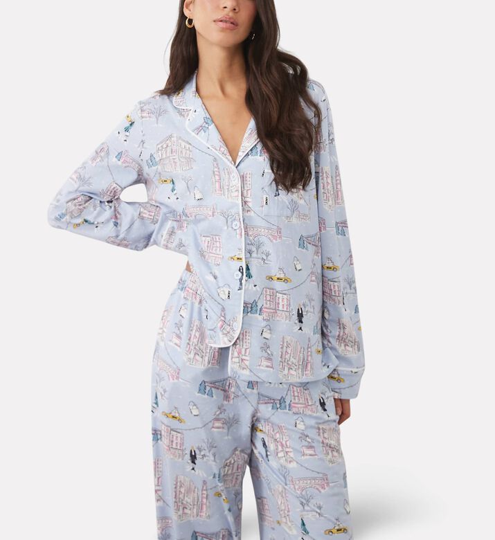 DKNY Printed Long-sleeve Pajama Set, Model View