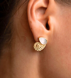 Ottoman Hands Seashell Mother Of Pearl Stud Earrings, Packshot View