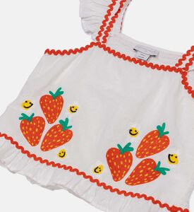 Embroidered Strawberry Sleeveless Top