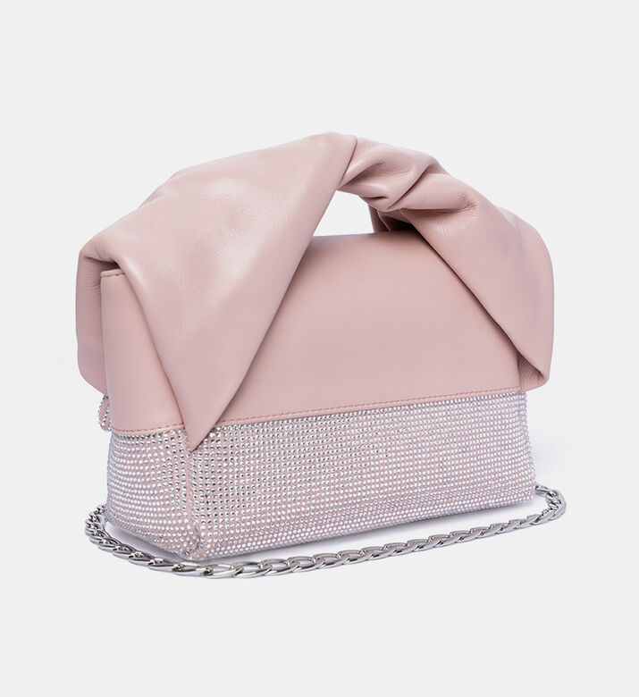 حقيبة تويستر جلد بمقبض علوي بكريستال